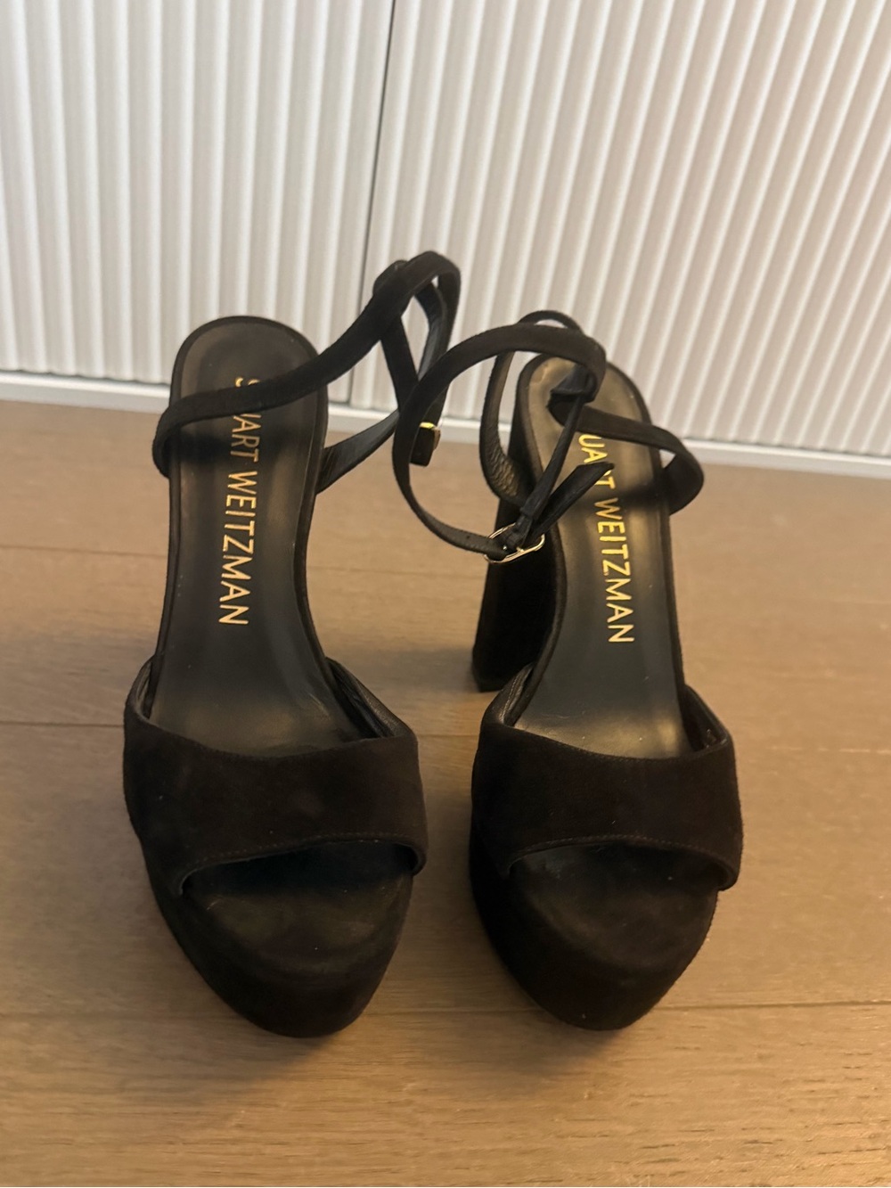 Stuart Weitzman Black Suede Platform Heels